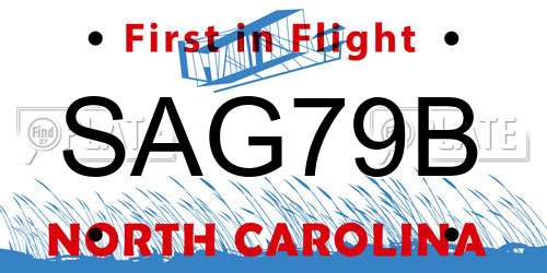 SAG79B North Carolina License Plate