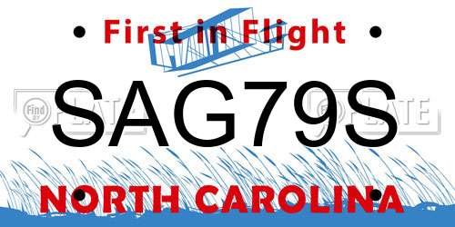 SAG79S North Carolina License Plate