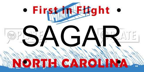 SAGAR North Carolina License Plate