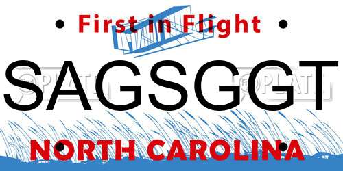 SAGSGGT North Carolina License Plate