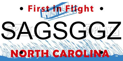 SAGSGGZ North Carolina License Plate