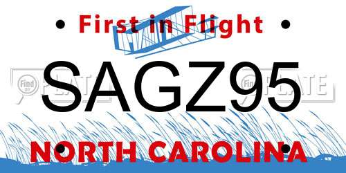 SAGZ95 North Carolina License Plate
