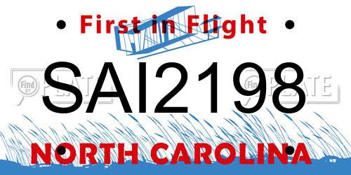 SAI2198 North Carolina License Plate