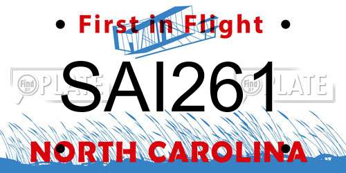 SAI261 North Carolina License Plate