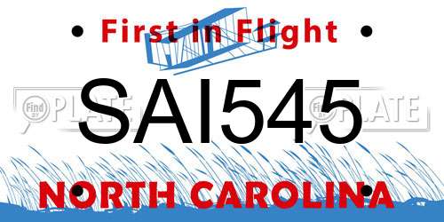 SAI545 North Carolina License Plate