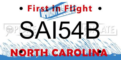 SAI54B North Carolina License Plate