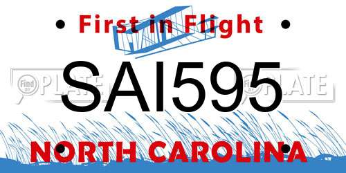 SAI595 North Carolina License Plate