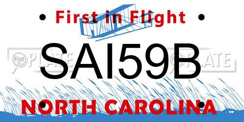 SAI59B North Carolina License Plate