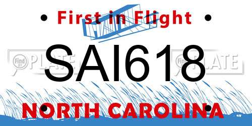 SAI618 North Carolina License Plate