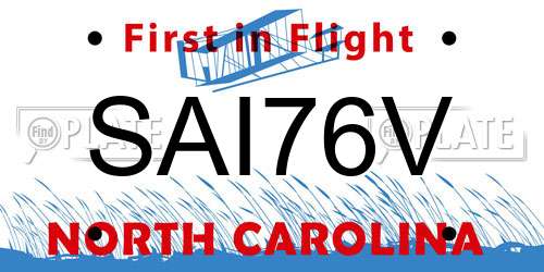 SAI76V North Carolina License Plate