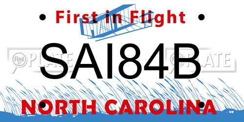 SAI84B North Carolina License Plate