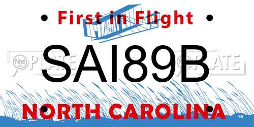 SAI89B North Carolina License Plate