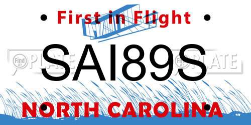 SAI89S North Carolina License Plate