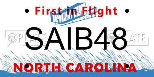 SAIB48 North Carolina License Plate