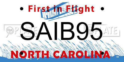 SAIB95 North Carolina License Plate