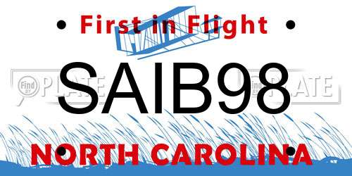 SAIB98 North Carolina License Plate