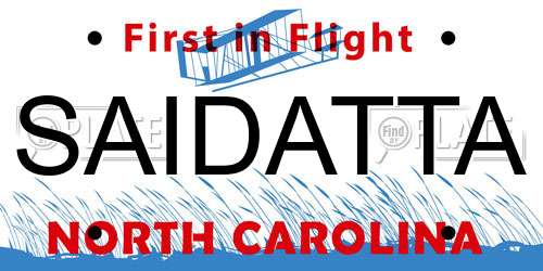 SAIDATTA North Carolina License Plate