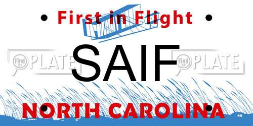 SAIF North Carolina License Plate