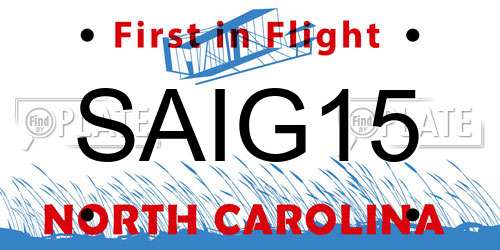 SAIG15 North Carolina License Plate