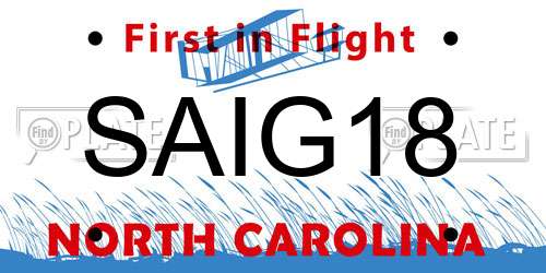 SAIG18 North Carolina License Plate