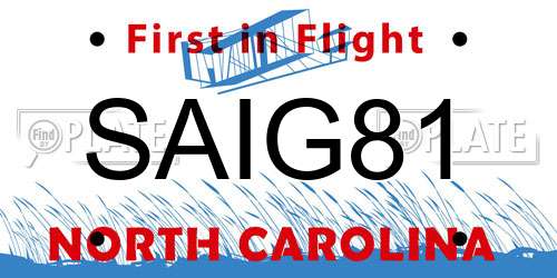 SAIG81 North Carolina License Plate