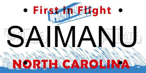 SAIMANU North Carolina License Plate