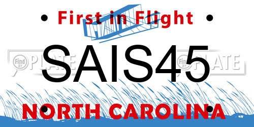 SAIS45 North Carolina License Plate