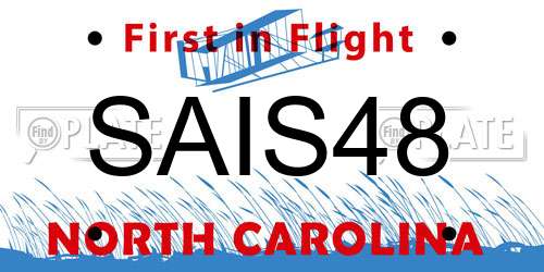 SAIS48 North Carolina License Plate