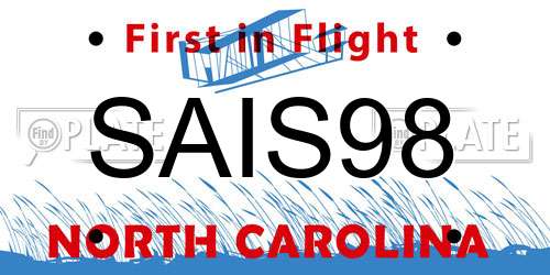 SAIS98 North Carolina License Plate