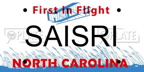 SAISRI North Carolina License Plate