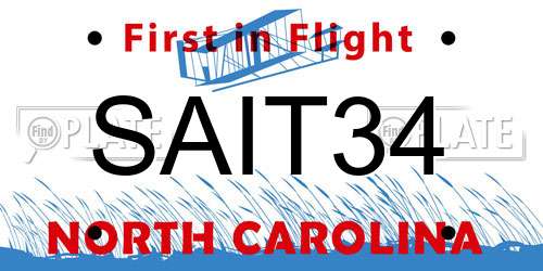 SAIT34 North Carolina License Plate
