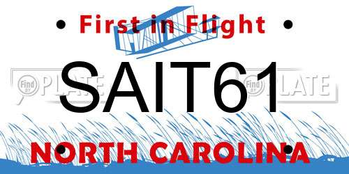SAIT61 North Carolina License Plate