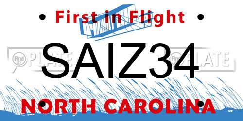 SAIZ34 North Carolina License Plate