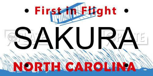 SAKURA North Carolina License Plate