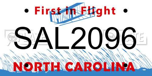 SAL2096 North Carolina License Plate