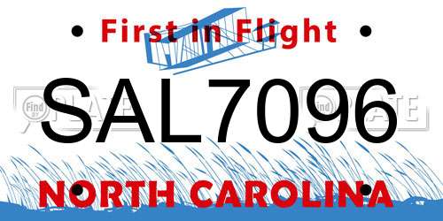 SAL7096 North Carolina License Plate
