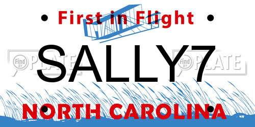 SALLY7 North Carolina License Plate