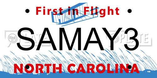 SAMAY3 North Carolina License Plate