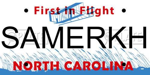 SAMERKH North Carolina License Plate
