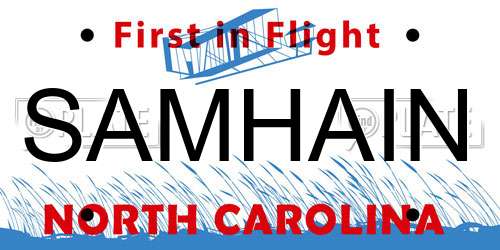 SAMHAIN North Carolina License Plate