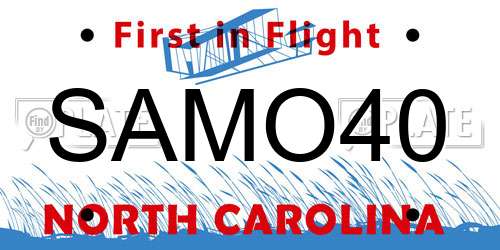 SAMO40 North Carolina License Plate