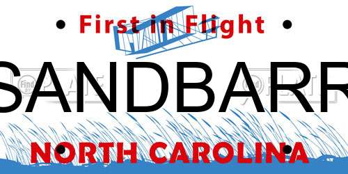 SANDBARR North Carolina License Plate