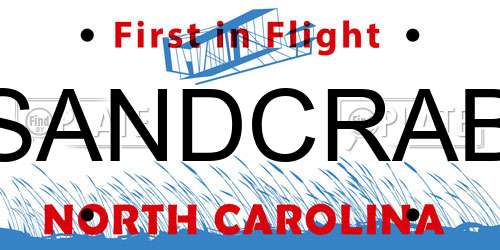 SANDCRAB North Carolina License Plate