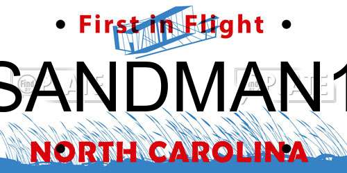 SANDMAN1 North Carolina License Plate
