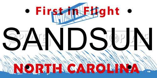 SANDSUN North Carolina License Plate
