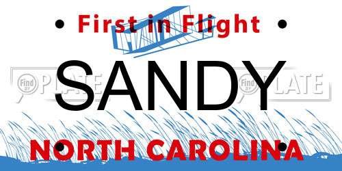 SANDY North Carolina License Plate
