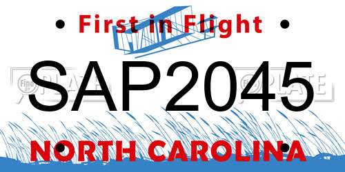 SAP2045 North Carolina License Plate