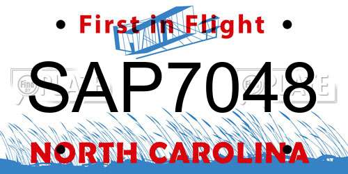 SAP7048 North Carolina License Plate