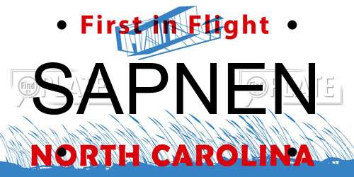 SAPNEN North Carolina License Plate