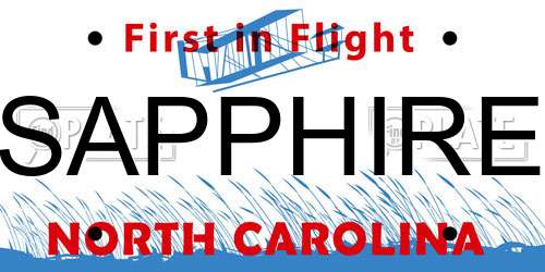 SAPPHIRE North Carolina License Plate